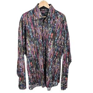 John Braye Abstract Floral Multicolor Shirt‎ Men's 46 / 18.5 Y2K Style Art Print